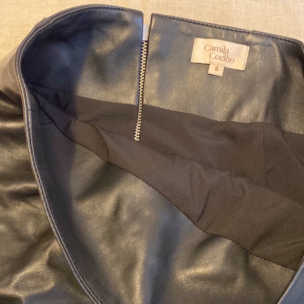 Camila Coelho x Revolve Clementine bodycon Ruched black Leather mini Skirt Small - Picture 9 of 12